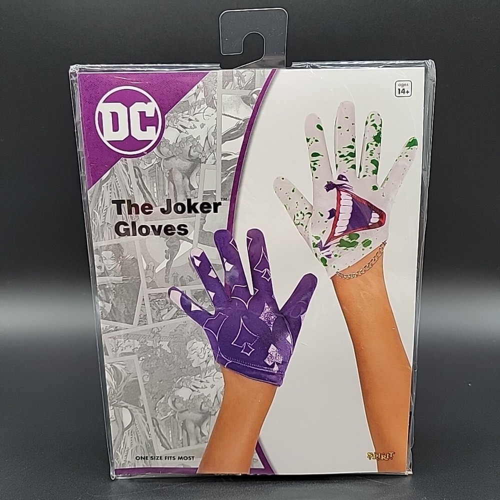 The Joker Gloves with Laughing Mouth Costume DC Comics Cosplay Purple Green